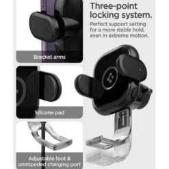 Spigen Uchwyty Samochodowe|Uchwyty Z Ładowaniem Indukcyjnym-Uchwyt Uts12w Onetap Universal Vent Car Mount Wireless Charger Black