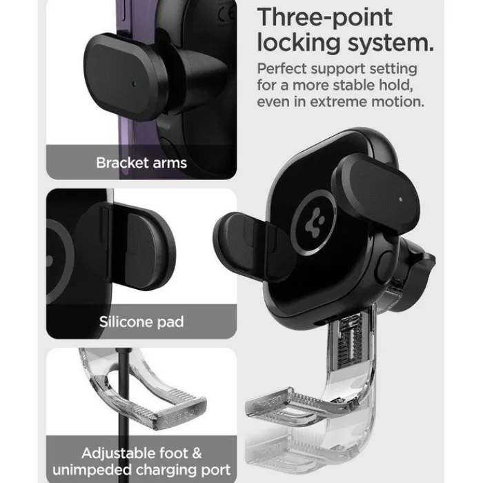 Spigen Uchwyty Samochodowe|Uchwyty Z Ładowaniem Indukcyjnym-Uchwyt Uts12w Onetap Universal Vent Car Mount Wireless Charger Black