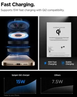 Spigen Uchwyty Magnetyczne|Ładowarki-UCHWYT Z ŁADOWARKĄ ONETAPPRO 4 MAGSAFE 15W NA DESKĘ ROZDZIELCZĄ I SZYBĘ