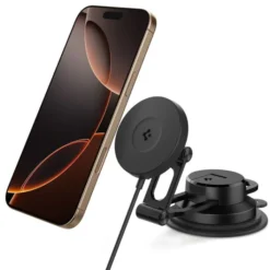 Spigen Uchwyty Magnetyczne|Ładowarki-UCHWYT Z ŁADOWARKĄ ONETAPPRO 4 MAGSAFE 15W NA DESKĘ ROZDZIELCZĄ I SZYBĘ