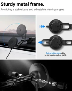 Spigen Uchwyty Magnetyczne|Ładowarki-UCHWYT Z ŁADOWARKĄ ONETAPPRO 4 MAGSAFE 15W NA DESKĘ ROZDZIELCZĄ I SZYBĘ