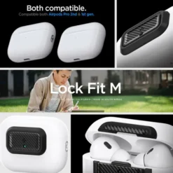 Spigen Etui Airpods|Airpods Pro 2-ZAMYKANIE DO ORYGINALNEGO ETUI AIRPODS PRO 2 1 GEN LOCK FIT M CARBON