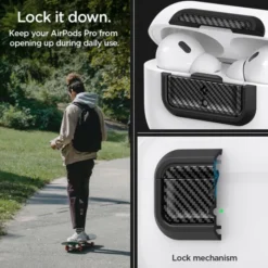 Spigen Etui Airpods|Airpods Pro 2-ZAMYKANIE DO ORYGINALNEGO ETUI AIRPODS PRO 2 1 GEN LOCK FIT M CARBON